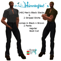 [HB] Men's Black Slacks n 2 Striped Shrits Black n Brown copy